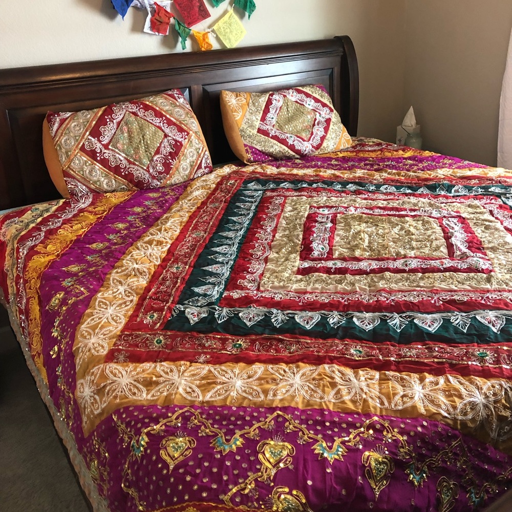 Indian Inspired Sequin King duvet cover/pilowcases